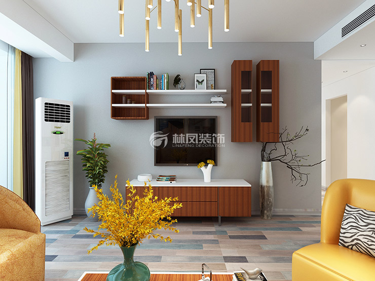 小户型电视背景墙收纳设计装修效果图