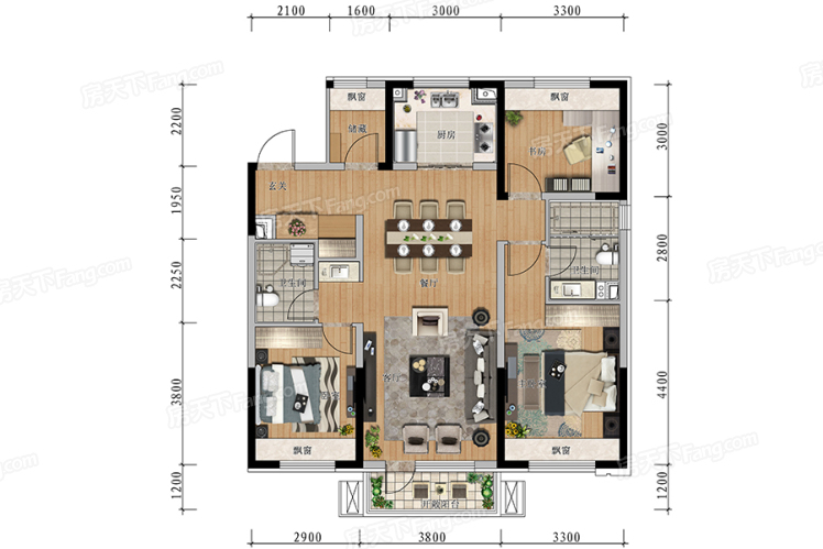 沈阳信达万科城120㎡户型图