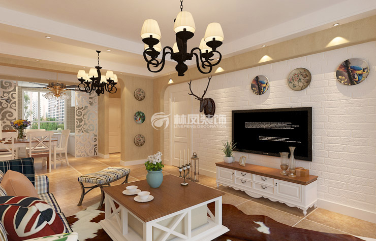 碧桂园银亿·大城印象120 ㎡户型美式风格装修案例