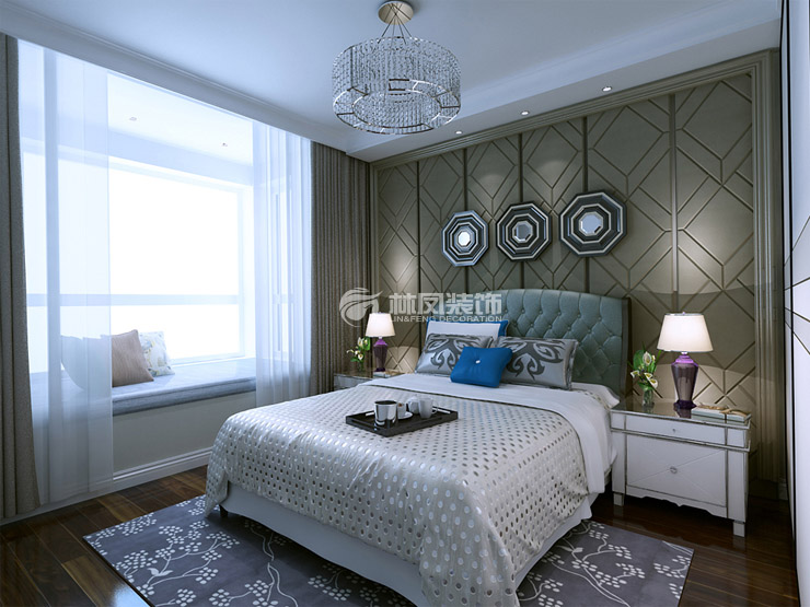 卧室背景墙护墙板设计装修效果图