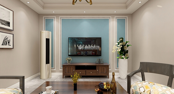 美式风格局部吊顶设计装修效果图