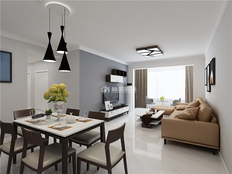 雅居乐花园146㎡现代风格客厅装修效果图