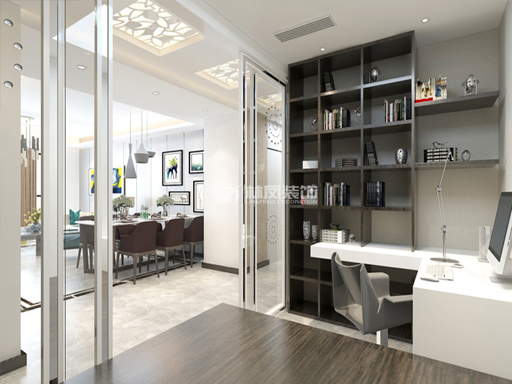 书房玻璃隔墙设计装修效果图