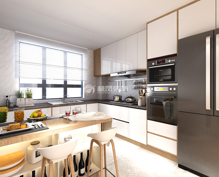 北欧风格开放式厨房设计装修效果图