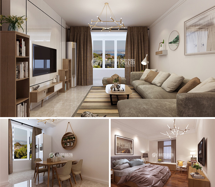 阳光100凤凰湾126平现代风格装修效果图