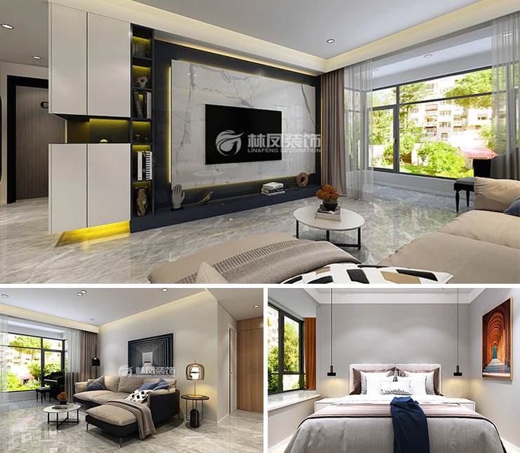 保利白沙林语110平现代风格装修效果图