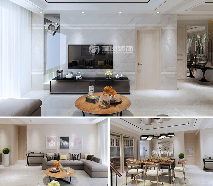 荣盛盛京绿洲194平混搭风格装修效果图