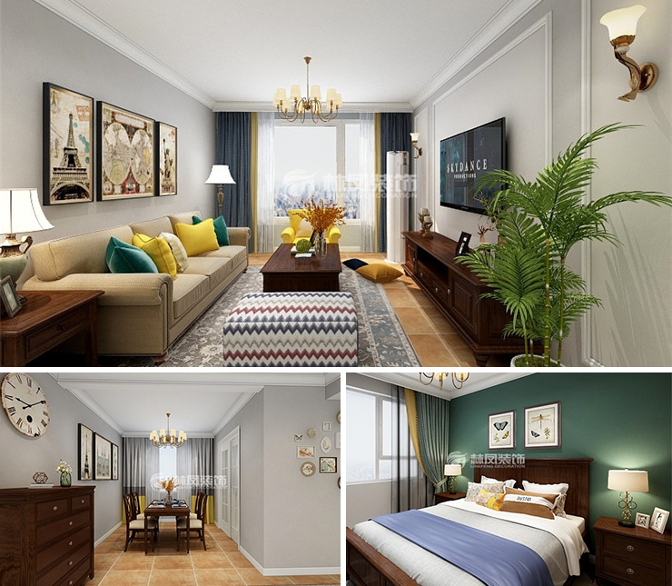 旭辉东樾城128平美式风格装修效果图