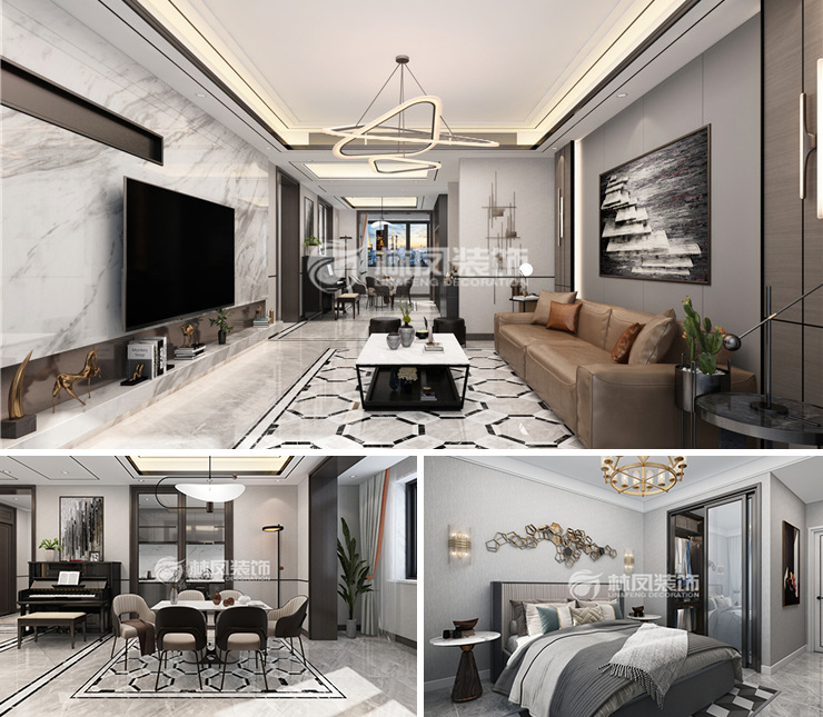 越秀星汇云锦140平港式风格装修效果图