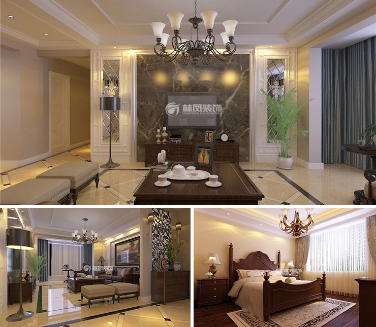 恒大滨江左岸140平欧式风格装修效果图