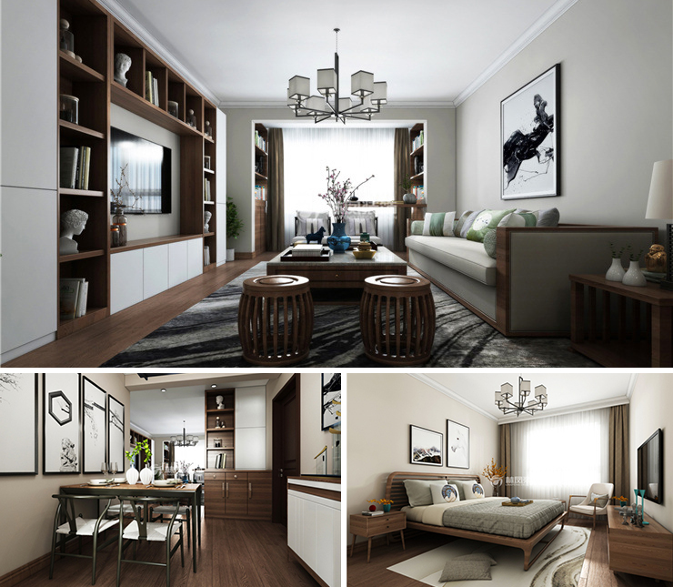 奥园国际城123平北欧风格装修效果图