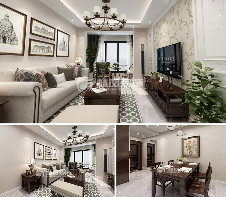 中海城115平美式风格装修效果图