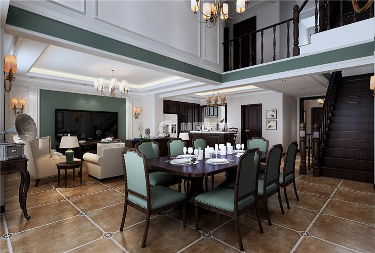 美式风格楼梯设计装修效果图