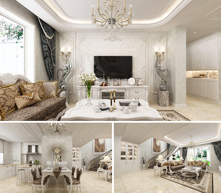 融创唐轩上城200平欧式风格装修效果图