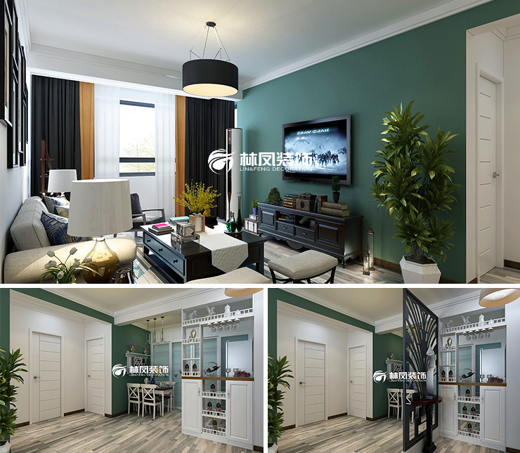 华润置地公元九里110平美式风格装修效果图