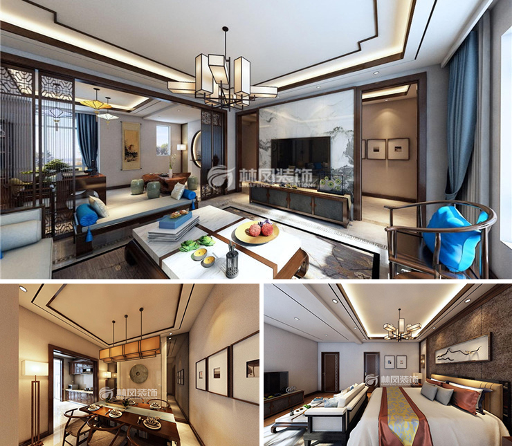 恒大汇鑫山庄350平中式风格装修效果图