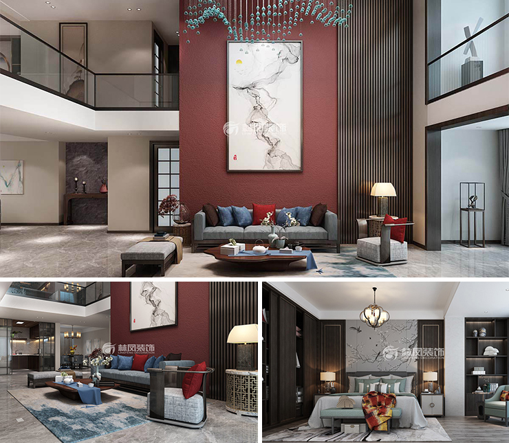 恒大汇鑫山庄360平中式风格装修效果图