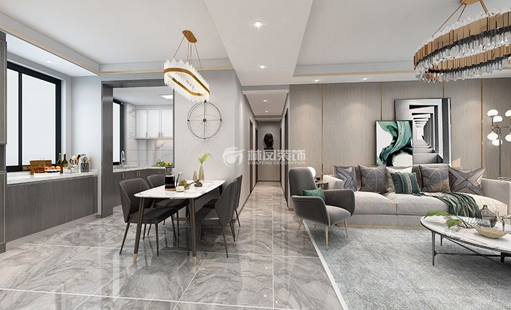 现代轻奢风格餐客厅装修效果图