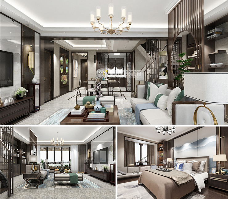 龙湖春江天玺148平新中式风格装修效果图