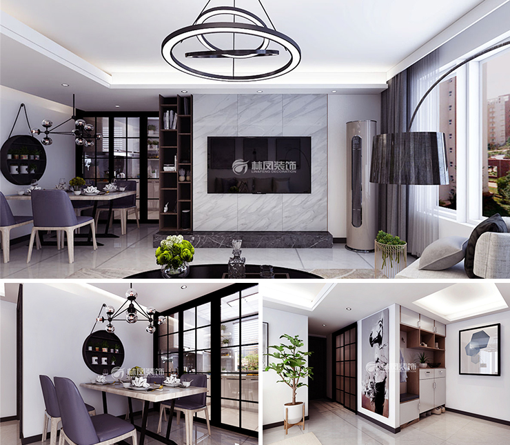 澳海南樾府94平现代简约风格装修效果图