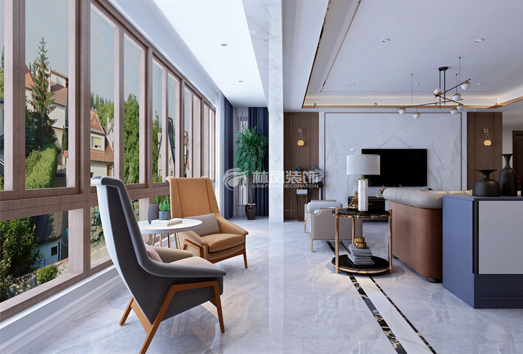 轻奢风格阳台扩入客厅后装修效果图