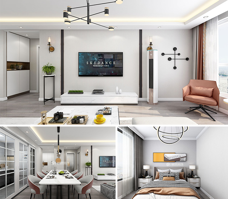 汇置•尚都 125平 现代简约风格装修效果图