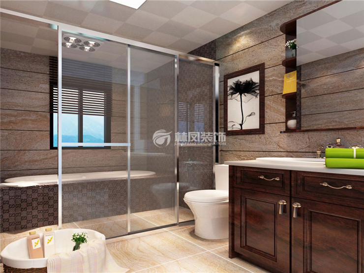 美式风格卫生间百叶帘装修效果图