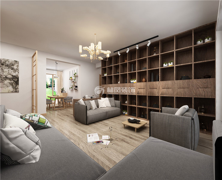 日式风格客厅收纳设计装修效果图