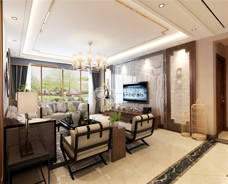 中粮隆玺-167平-新中式风格-客厅1.jpg