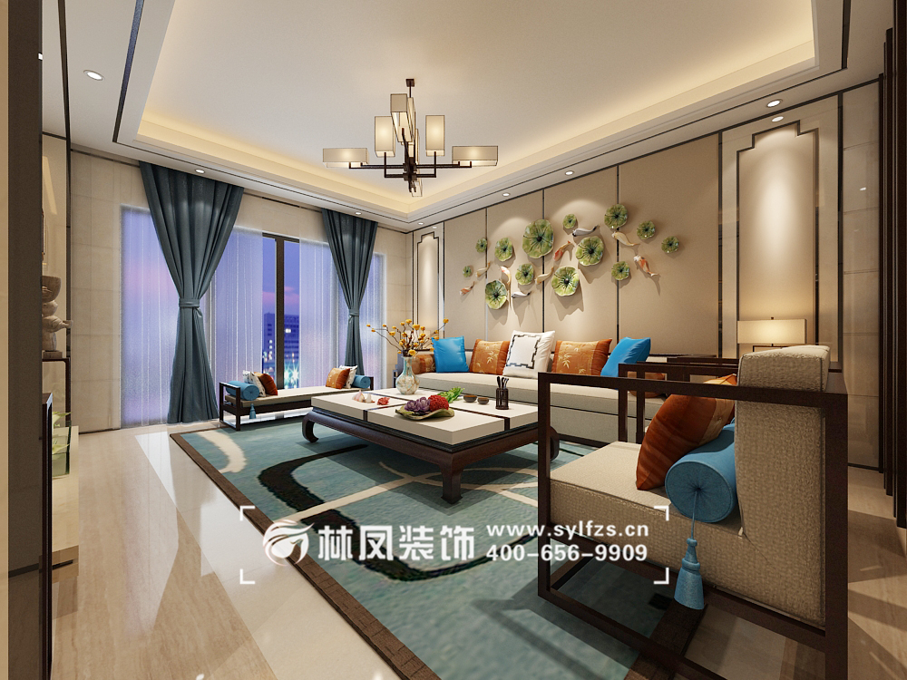 格林生活坊-现代中式-145平-客厅03.jpg