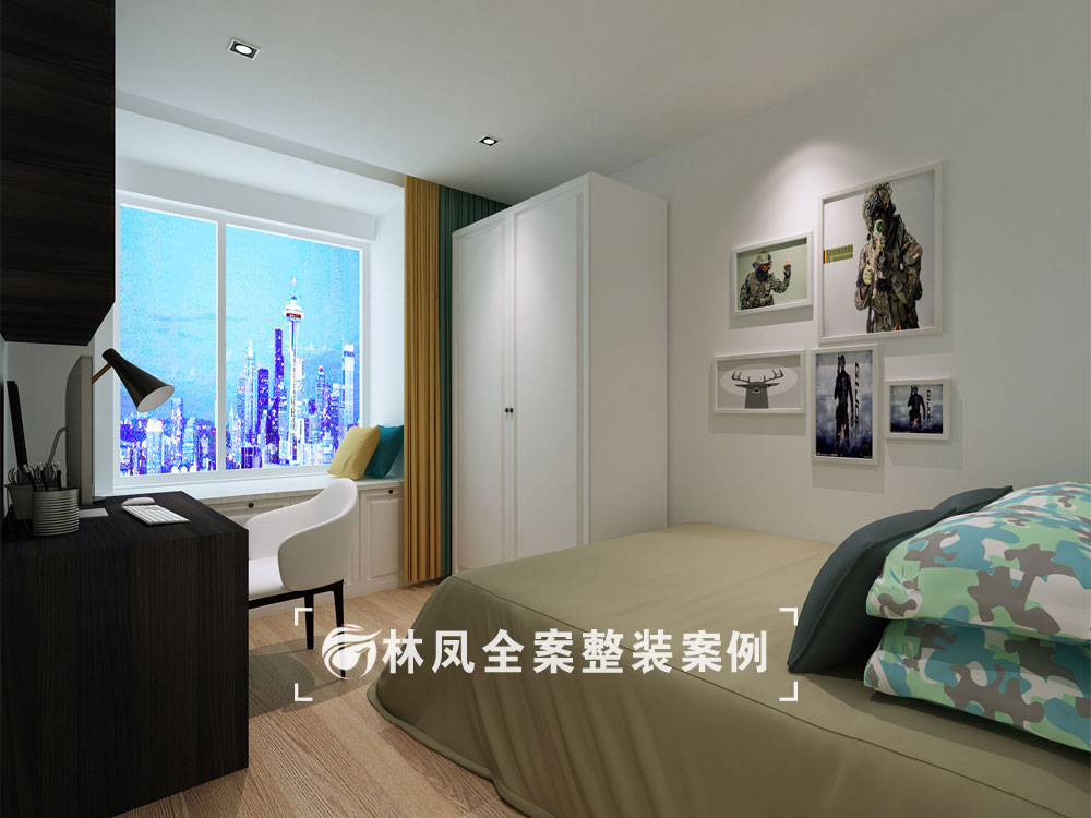 金地悦峰-120平-现代风格-次卧室1.jpg