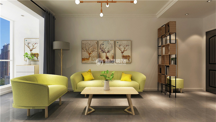 保利溪湖林语-88平-北欧风格-客厅1.jpg