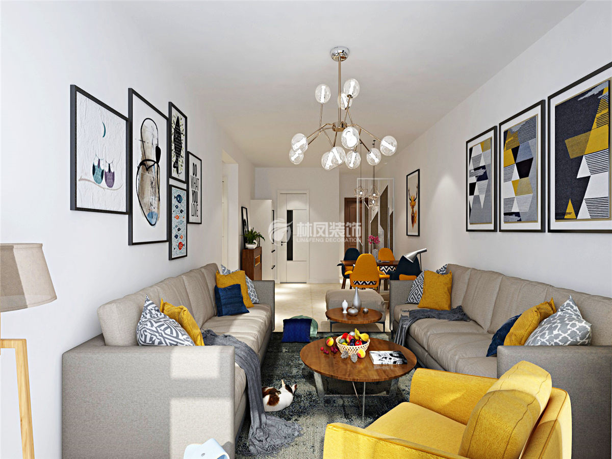 金地铁西檀府-85平-北欧风格-客厅首图.jpg