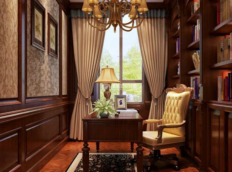 孔雀城-300平-美式风格-书房.jpg