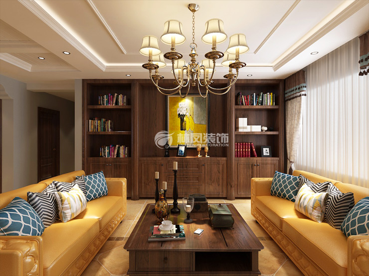 清河湾-137平-美式风格-客厅4.jpg