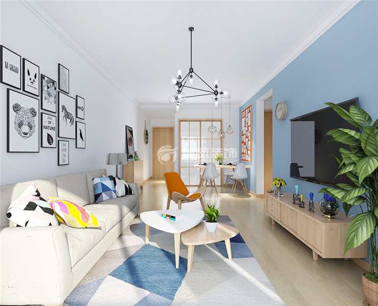 碧桂园繁华里-83平- 北欧风格-客厅 (5).jpg