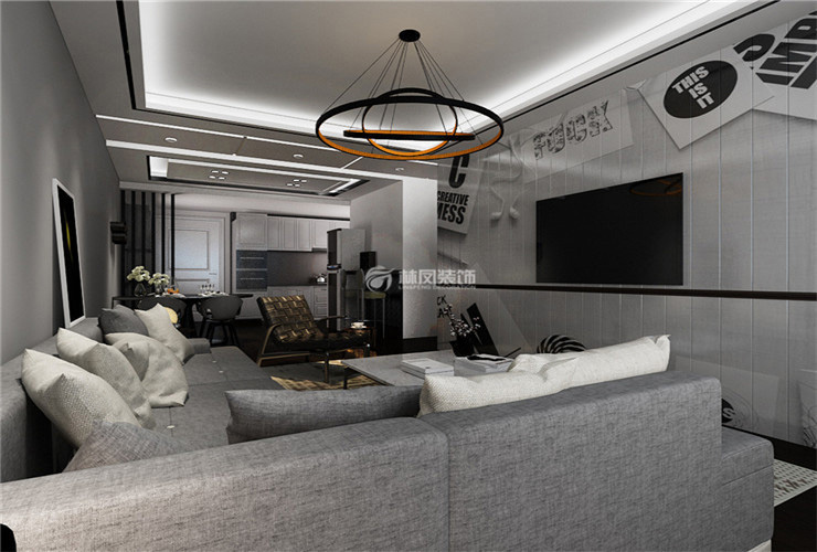 保利紫荆公馆-100平-暗黑风格-电视背景墙.jpg
