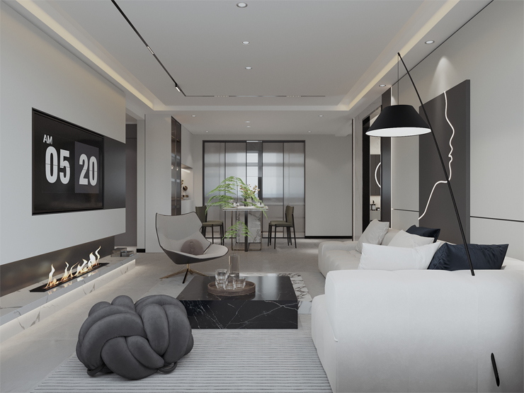 万科新都心-105平-现代风格-客厅及餐厅.jpg