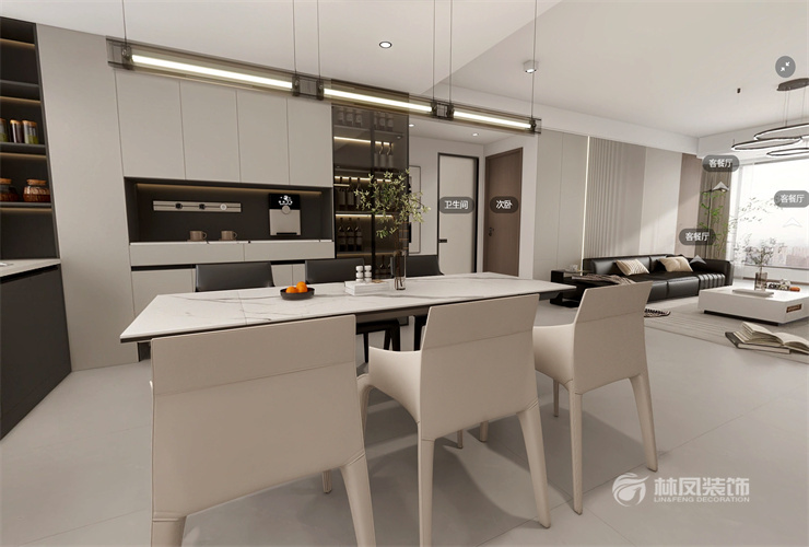 华润置地公元九里 150平 现代极简 餐厅1.jpg