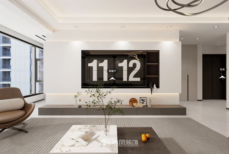 保利公园壹号 124平 现代风格 客厅2.jpg