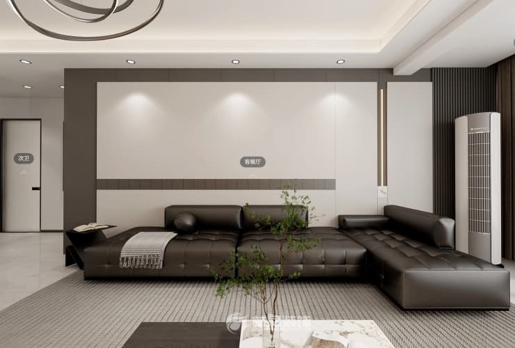 保利公园壹号 124平 现代风格客厅1.jpg